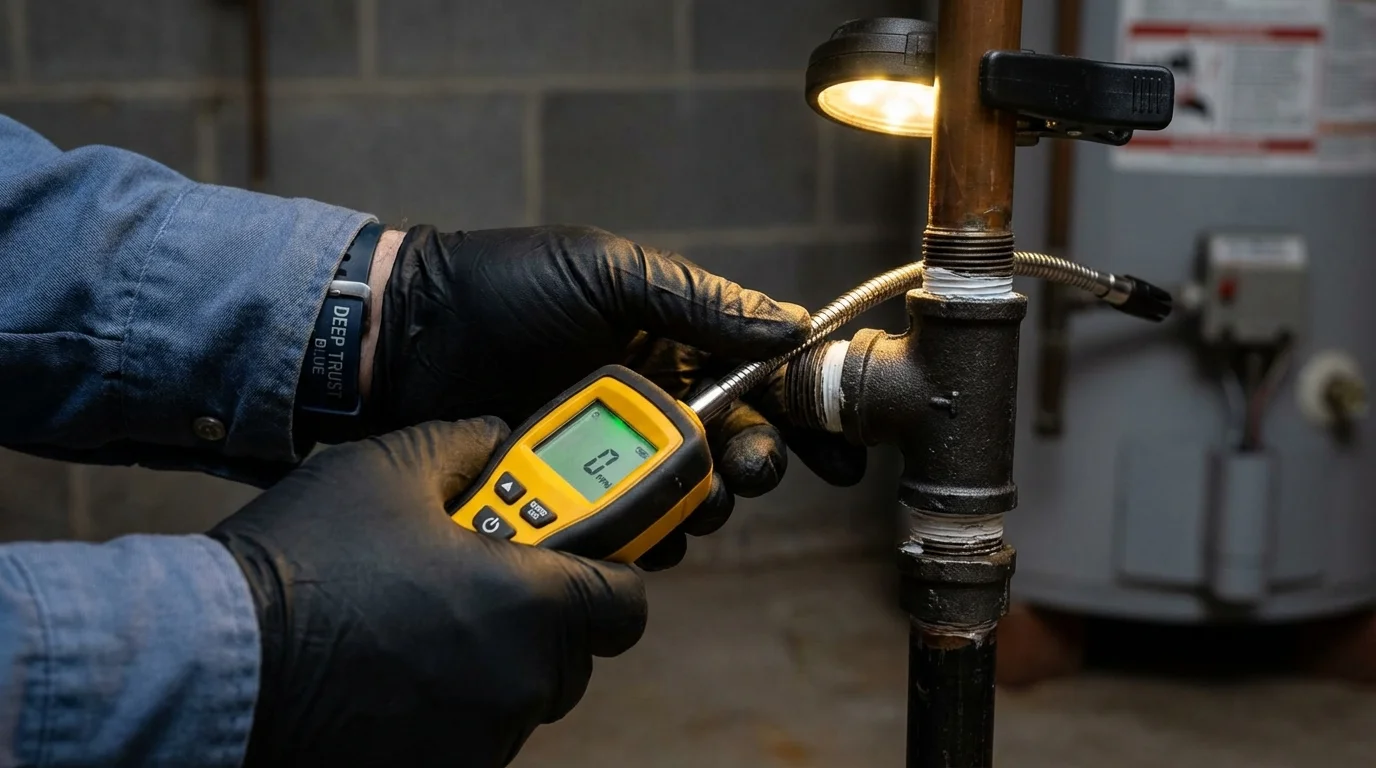 Gas leak detection with electronic sniffer by Johns Plumbing LLC in Glenpool