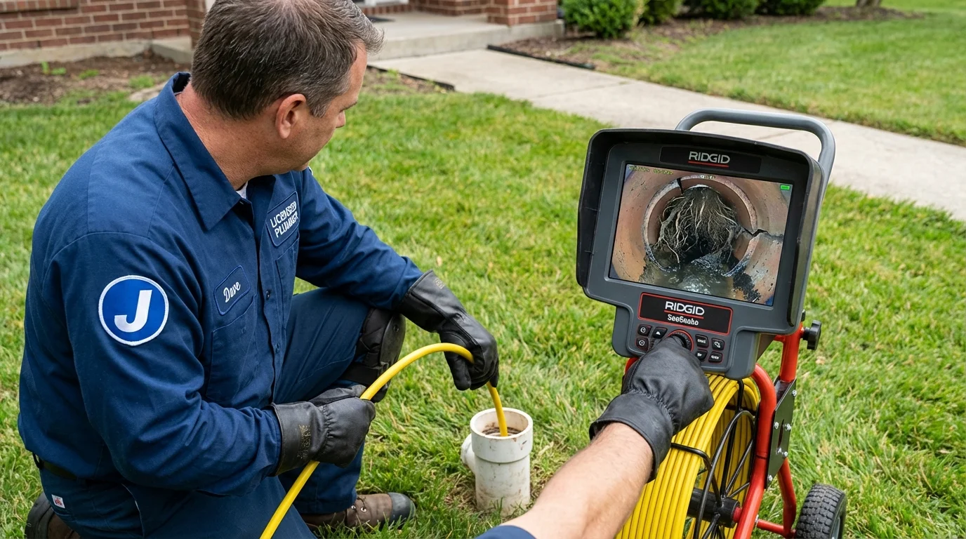 Sewer camera inspection being performed by Johns Plumbing LLC in Glenpool