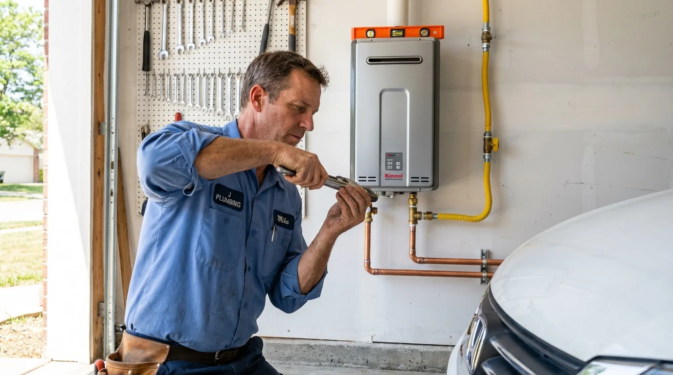 Tankless water heater installation by a Johns Plumbing LLC plumber in Glenpool